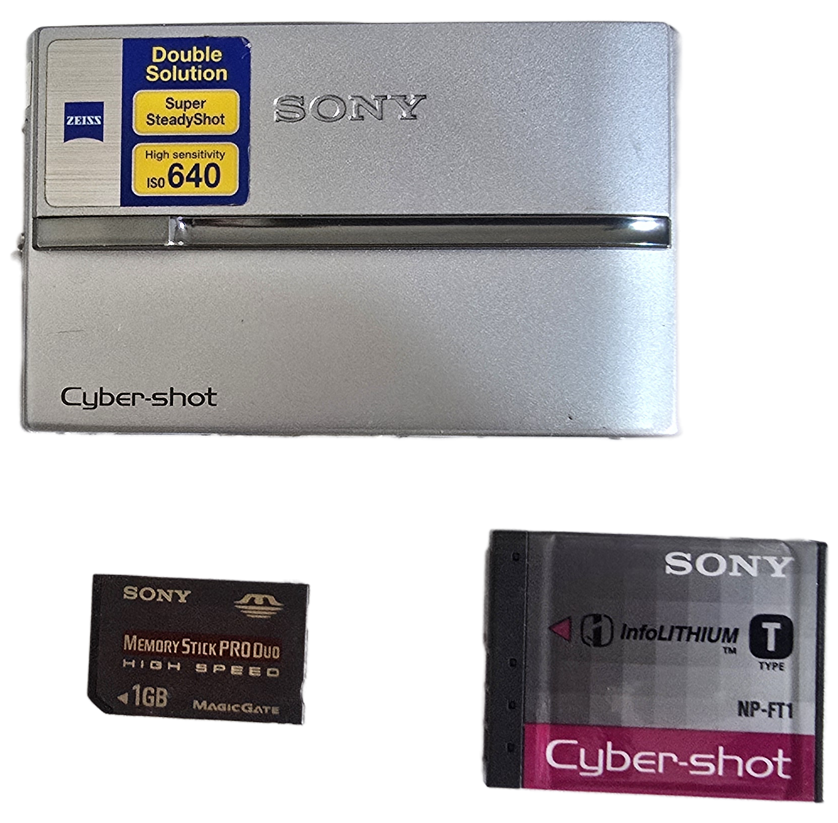 Câmera Sony cyberahot dsc t9
Acompanha carregador universal, bateria e cartão de memória 1gb e alcance punho